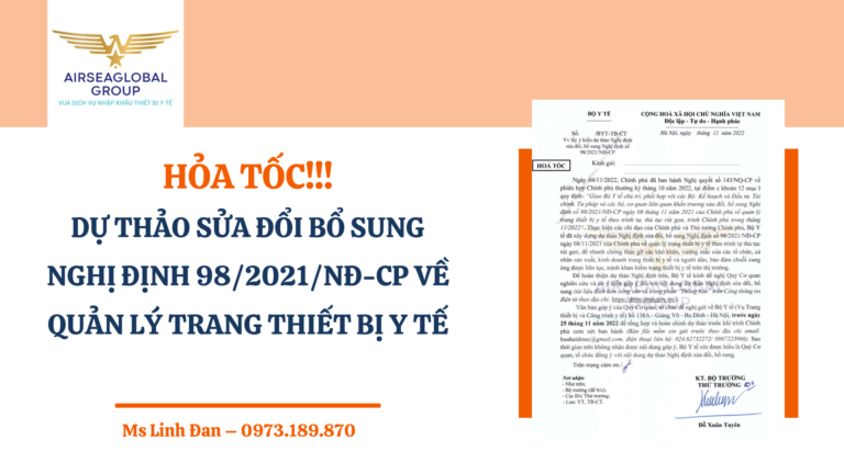 HỎA TỐC: DỰ THẢO SỬA ĐỔI BỔ SUNG NGHỊ ĐỊNH 98/2021 VỀ QUẢN LÝ TRANG THIẾT BỊ Y TẾ
