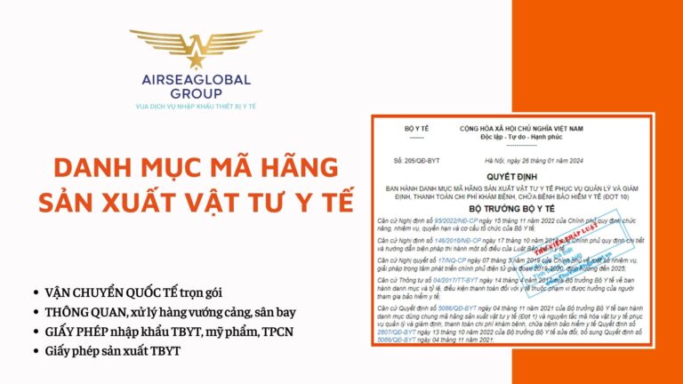 Danh mục mã hãng sản xuất vật tư y tế