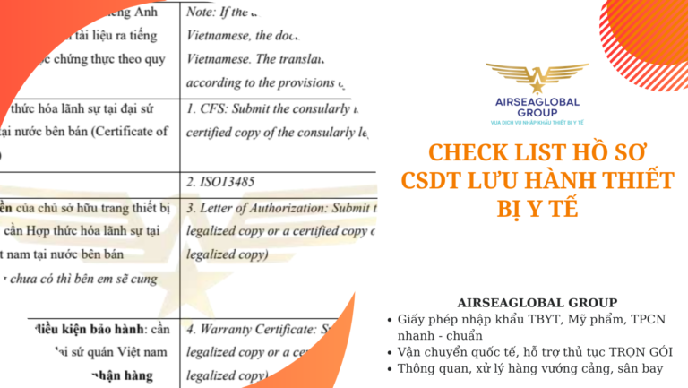 CHECK LIST HỒ SƠ CSDT LƯU HÀNH THIẾT BỊ Y TẾ