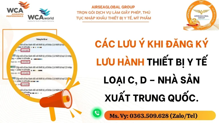 CAC LUU Y KHI ĐANG KY LUU HANH THIET BI Y TE LOAI C, D - NHA SAN XUAT TRUNG QUOC